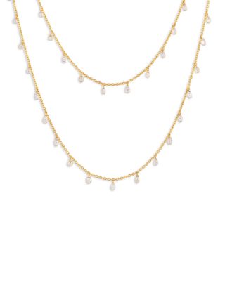 22K Yellow Gold Diamond Rain Long Necklace, 36"