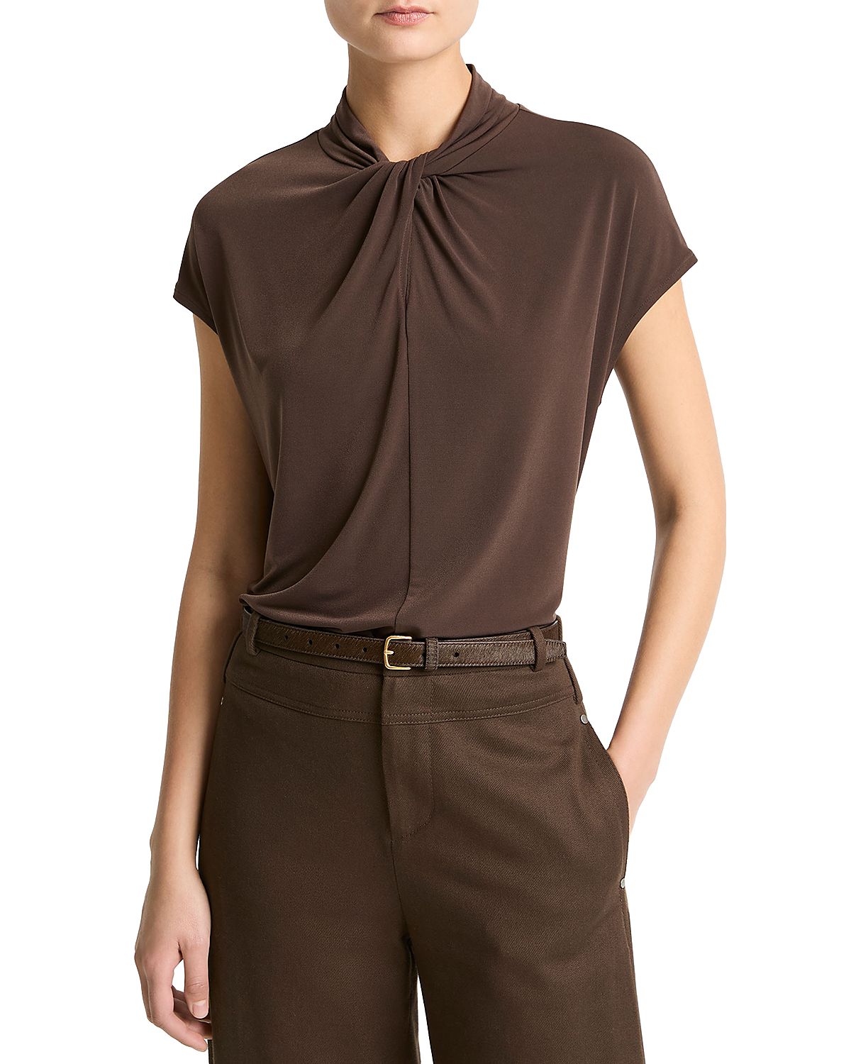 Vince Twist Neck Cap Sleeve Top