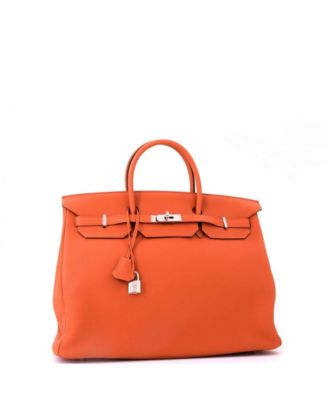 Birkin 40 Handbag Orange Togo with Palladium Hardware