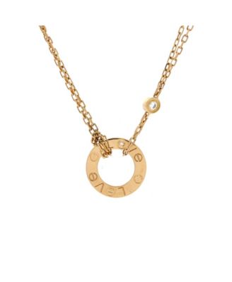  2 Diamonds Love Pendant Necklace 18K Gold and Diamonds, 16"
