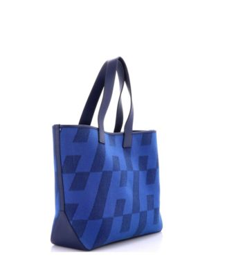 40 Cabas H en Biais Tote Canvas with Leather