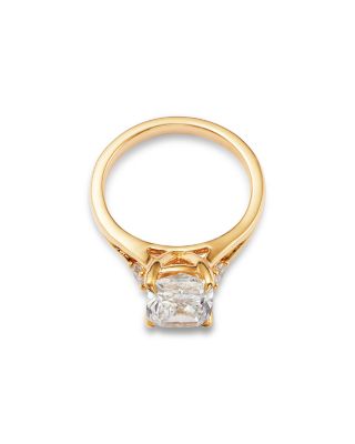 Certified Lab Grown Diamond Elongated Cushion Solitaire Ring in 18K Yellow Gold, 3.16 tcw