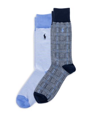 Glen Plaid & Stripe Crew Socks, Pack of 2