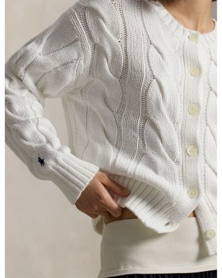 Crewneck Cable Knit Cardigan Sweater