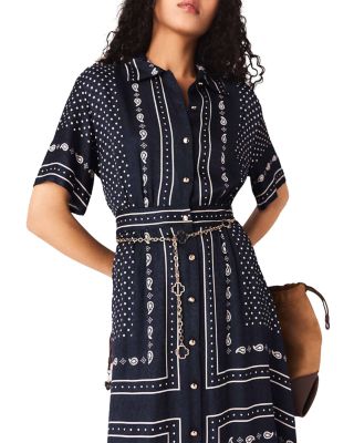 Bandana Print Chain Belt Shirtdress