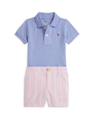 Boys' Oxford Mesh Polo Shirt & Striped Shorts - Baby