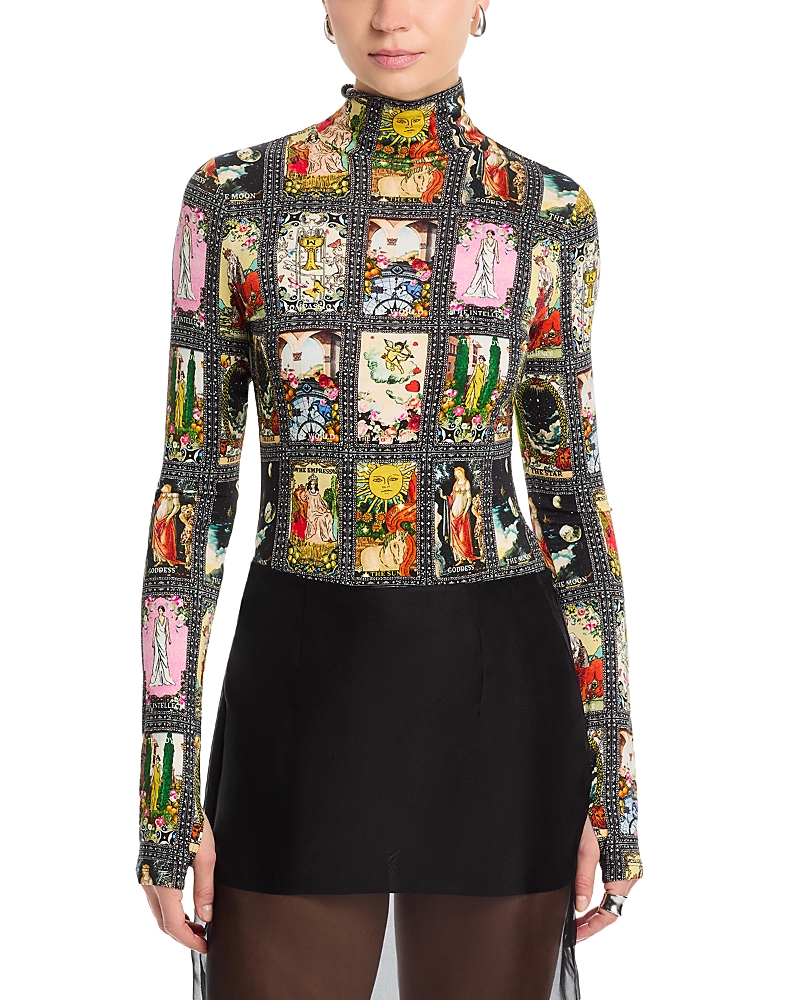 Alice and Olivia Delania Long Sleeve Turtleneck Top