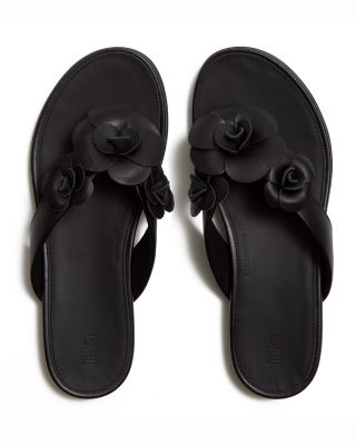 Women's Gracie Flower Leather Flip Flops