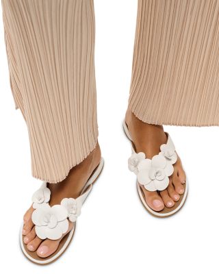 Women's Gracie Flower Leather Flip Flops