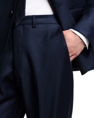 Slim Fit Single Breasted Sharkskin Wool Suit