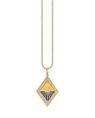 14K Yellow Gold Celestial Diamond Starburst Pendant Necklace, 16-18"