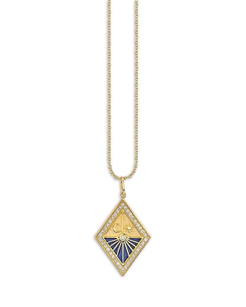 Sydney Evan 14K Yellow Gold Celestial Diamond Starburst Pendant Necklace, 16