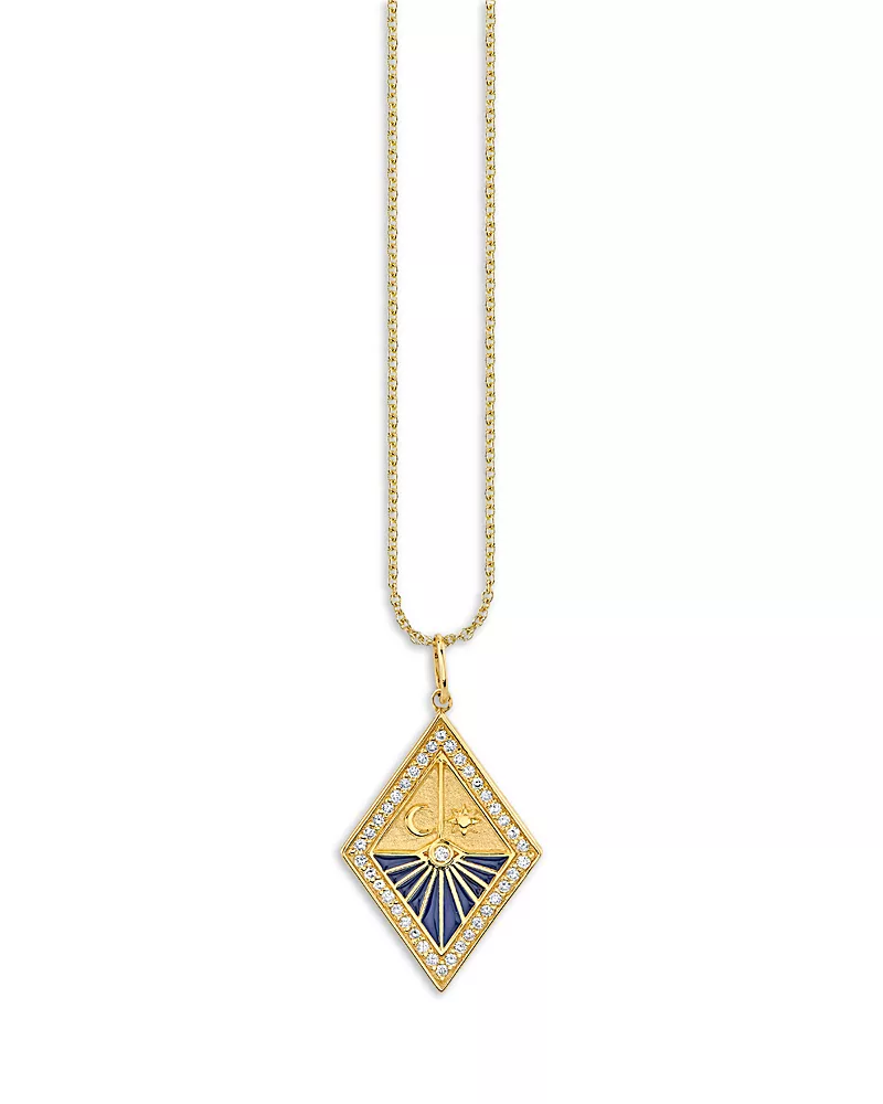 Sydney Evan 14K Yellow Gold Celestial Diamond Starburst Pendant Necklace, 16