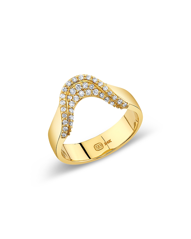 Sydney Evan 14K Yellow Gold Core Diamond Curve Ring