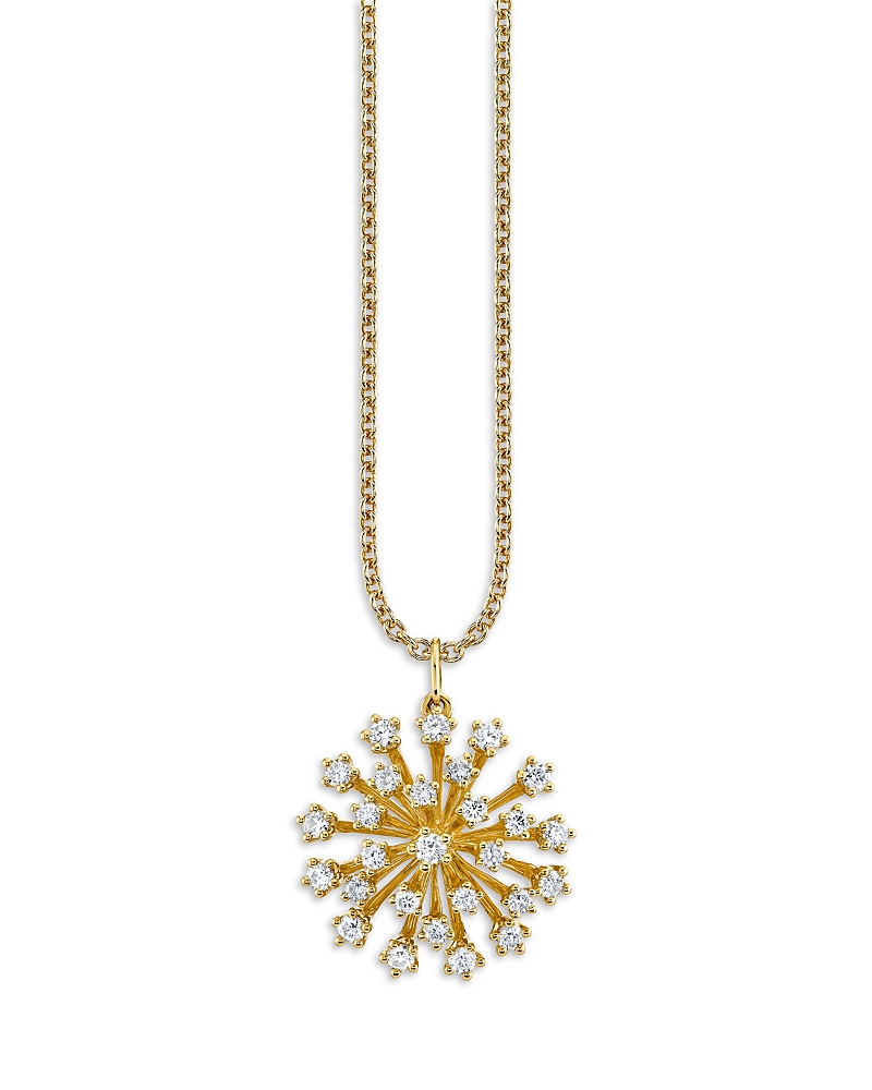 Sydney Evan 14K Yellow Gold Burst Diamond Cluster Pendant Necklace, 16