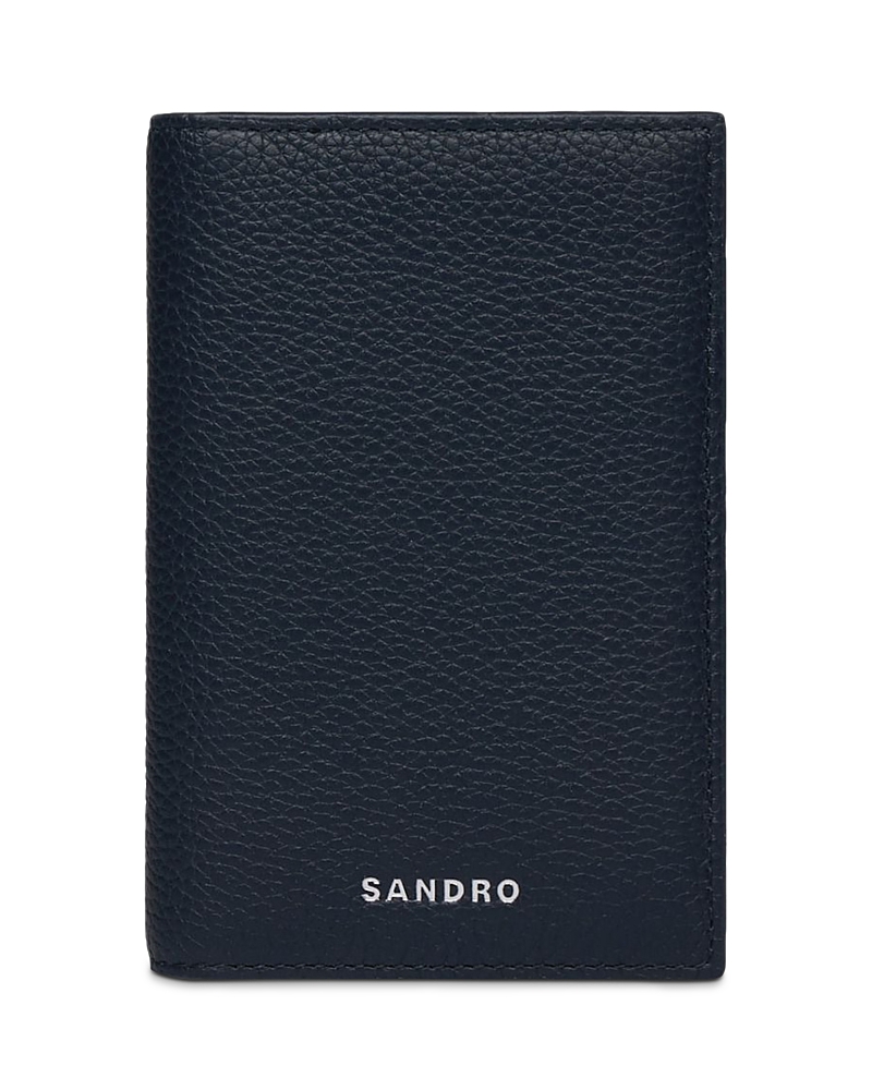 Sandro Grained Leather Foldable Card Holder
