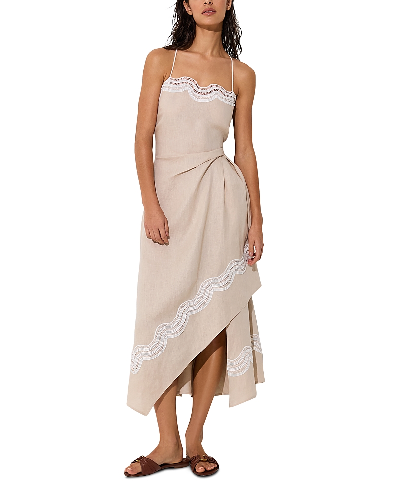 Reiss Arla Lace Trim Linen Dress