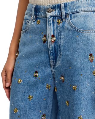 Kasey Mid Rise Wide Leg Jeans in Silver Dust