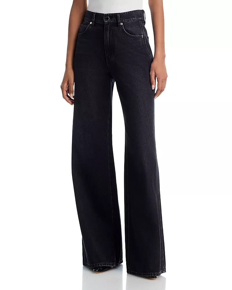Veronica Beard Kasey Mid Rise Wide Leg Jeans in Washed Ony