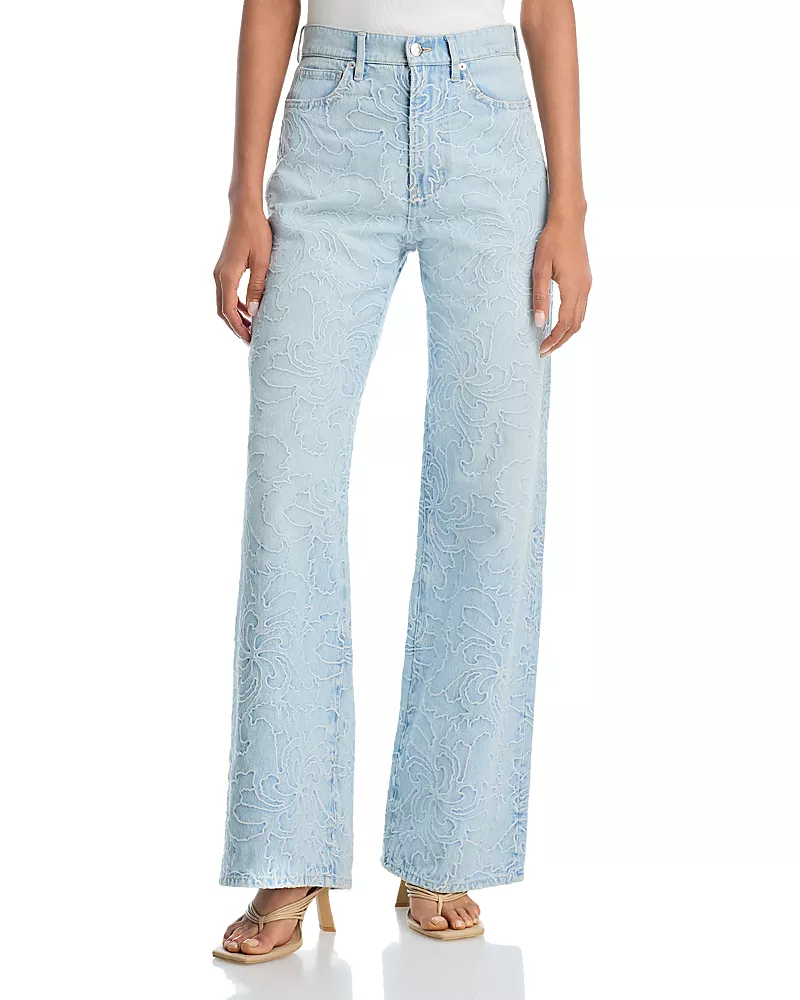 Veronica Beard Taylor High Rise Wide Leg Jeans in Sun Spark