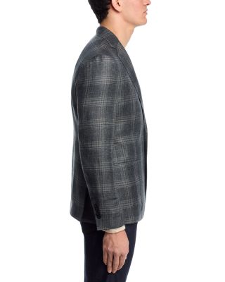 Linen & Wool Plaid Unstructured Slim Fit Sport Coat