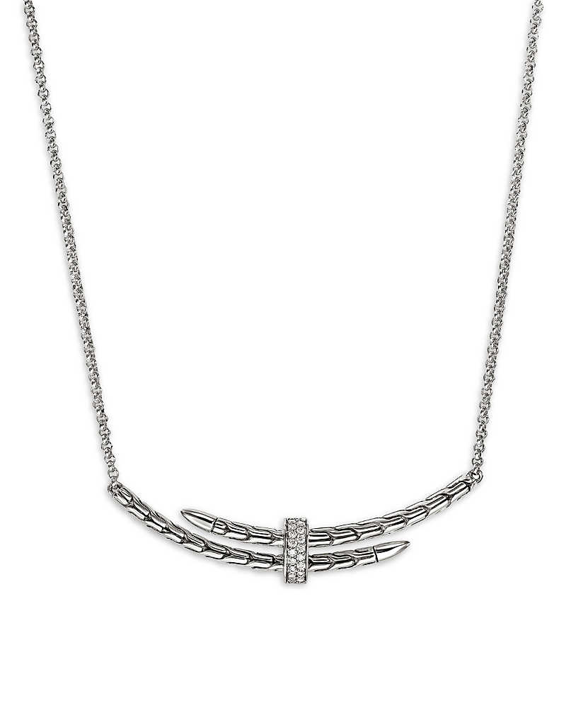 John Hardy Sterling Silver Spear Diamond Bypass Pendant Necklace, 16