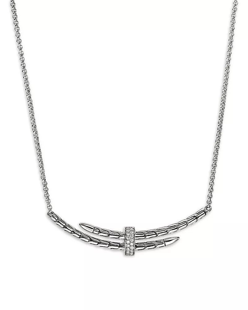 John Hardy Sterling Silver Spear Diamond Bypass Pendant Necklace, 16