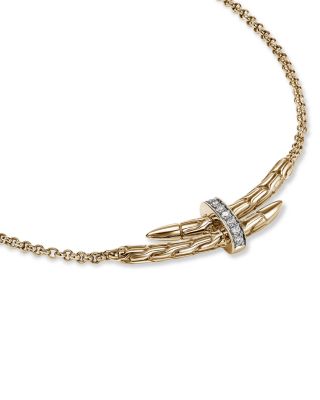 14K Yellow Gold Spear Diamond Bypass Pendant Necklace, 16-18"