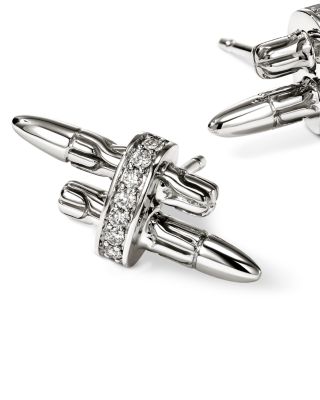 Sterling Silver Spear Diamond Stud Earrings