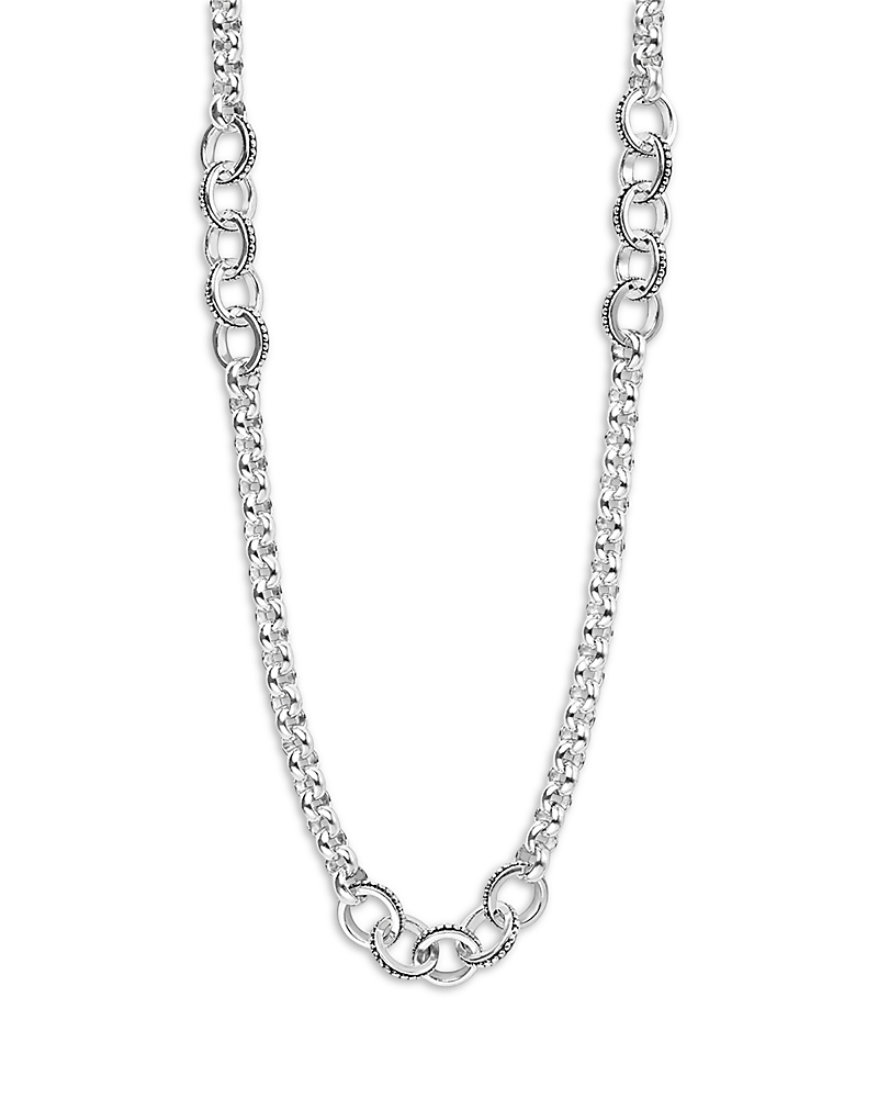 Lagos Sterling Silver Signature Caviar Interlocking Ring Station Necklace, 20
