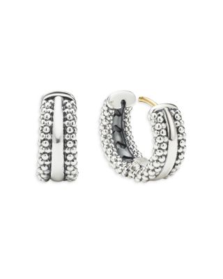 Sterling Silver Signature Caviar Huggie Hoop Earrings