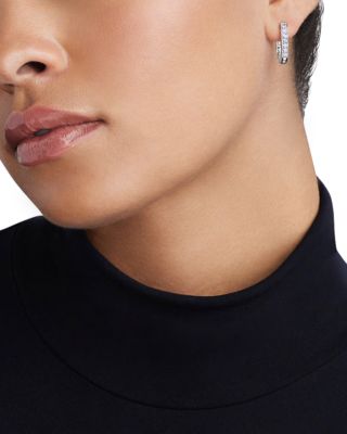 Sterling Silver Caviar Spark Diamond Hoop Earrings