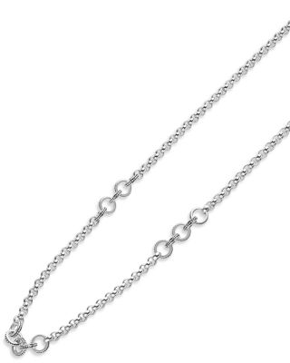 Sterling Silver Signature Caviar Interlocking Ring Station Necklace, 20"