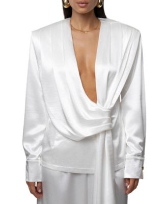  Statement Draped Satin Top