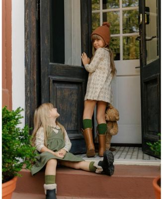 Girls' Cotton Floral Plaid Collection Jumper - Little Kid, Big Kid