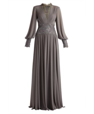  Mariela Embellished Blouson-Sleeve Gown