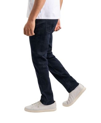 Men's Classic Fit Jeans Signature Stretch Denim Dark Blue Wash