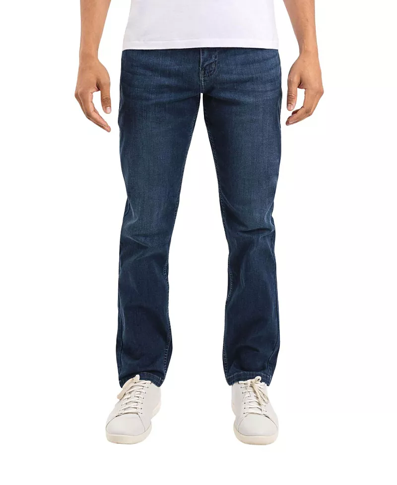 Mugsy Men's Classic Fit Jeans Signature Stretch Denim Blue Dark Wash