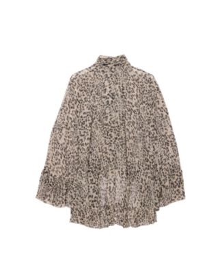  Women's Leopard Print Ruffle Blouse