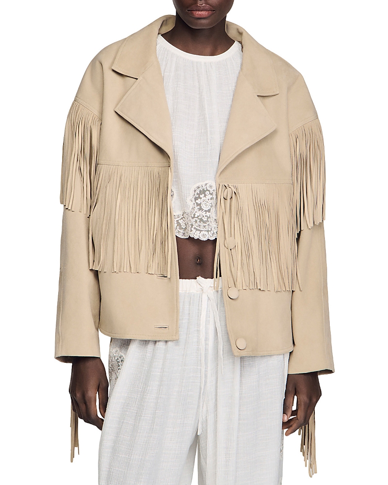 Sandro Jackie Fringe Suede Jacket