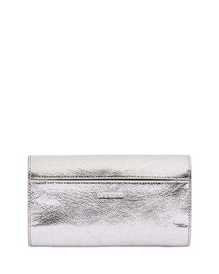 Mambo Metallic Silver Leather Clutch