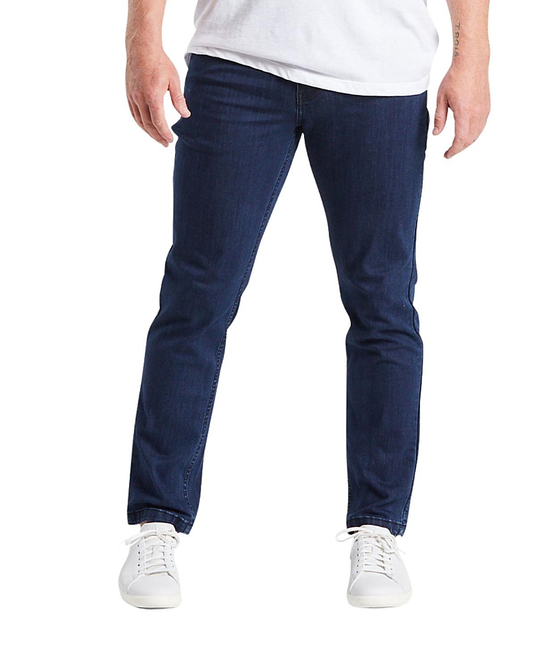 Mugsy Men's Classic Fit Jeans Signature Stretch Denim Dark Wash Blue