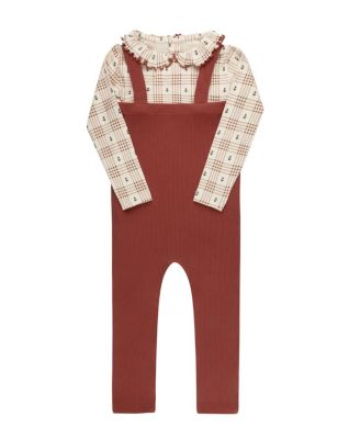 Unisex Cotton Floral Plaid Collection Bodysuit + Overalls - Baby, Little Kid