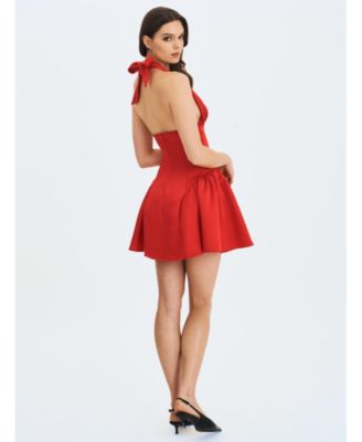  Peyton Plunging Halter Keyhole Mini Dress