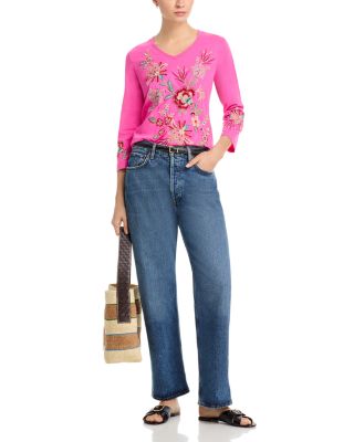 Three Quarter Sleeve Traounto V Neck Tee