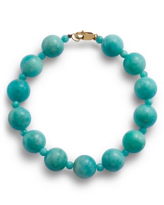 Amazonite Beaded Bracelet in 14K Yellow Gold