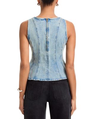 Leighton Peplum Seamed Denim Top