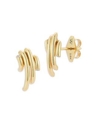 18K Yellow Gold Diamond Thoby Spiral Small Earrings