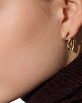 18K Yellow Gold Diamond Duet Thoby Spiral Earrings