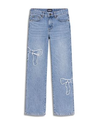 Girls' Distressed Bow Appliqu&eacute; Jeans - Big Kid